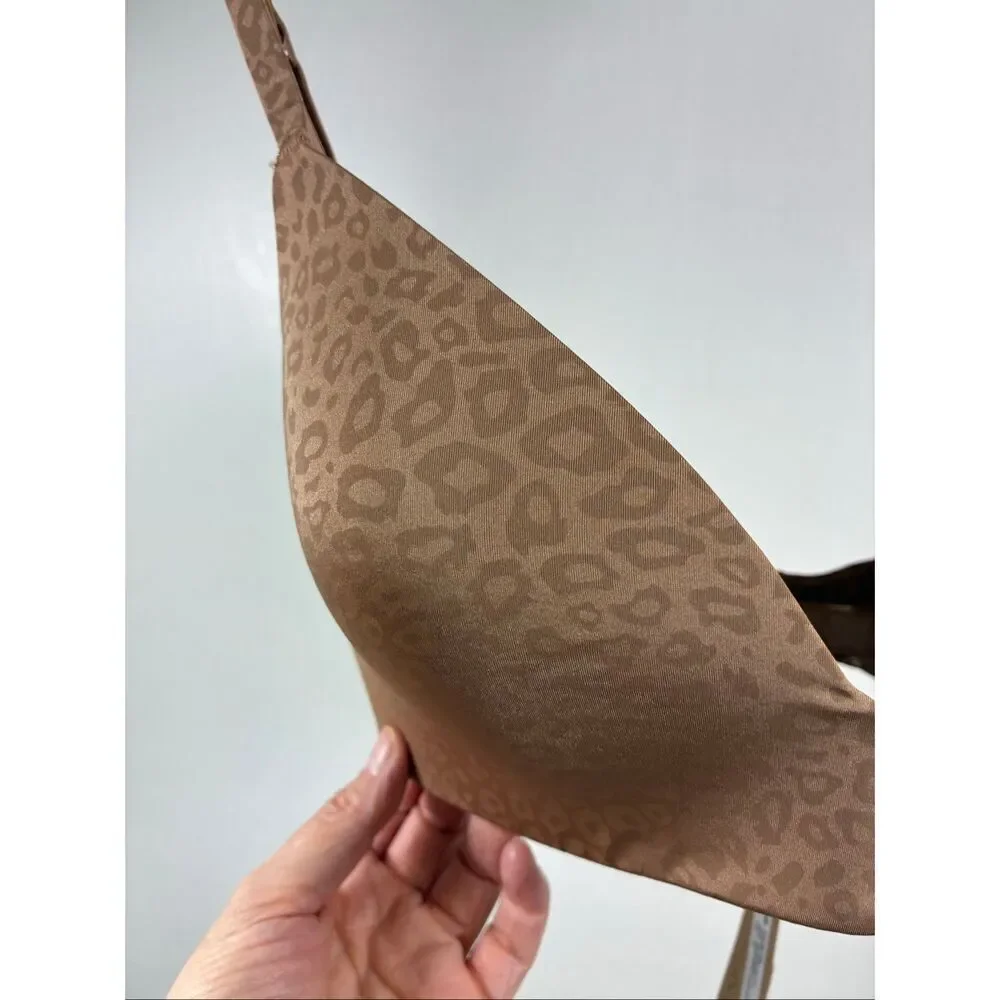 SKIMS NWT Jacquard T-Shirt Demi Bra in Sienna Micro Leopard Print Size 32D - Picture 2 of 6